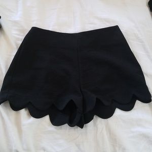 High waisted black scallop shorts